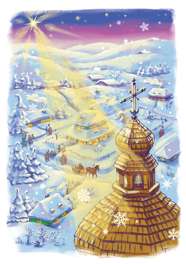 2020 UNA Christmas Cards artist Iryna Korchuk 9-Boy-and-girl