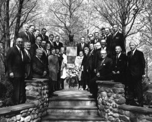 1967 Soyuzivka Annual Gen. Assembly Meeting Group Photo around Taras Shevchenko bust at Soyuzivka
