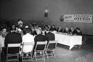 Families and Friends gathered and eating at 3rd Annual Ohio-Penn Ukrainian Bowling Tournament