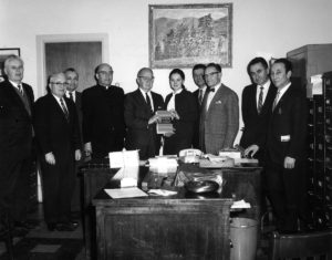 UNA employees pose for group photo with Ukrainian Author in 1970