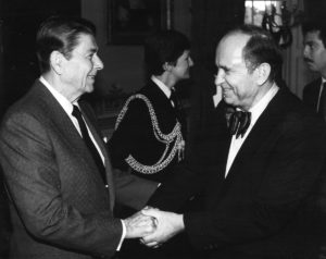 1984 US President Reagan shaking hands with UNA Member