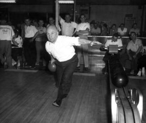 President Joe Lesawyer (1962-1978) Rolls First Ball at Penn-Ohio Bowling tournament in Cleveland, Ohio in 1967