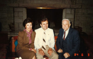 1984 UNA Members sitting in front of fireplace at Soyuzivka